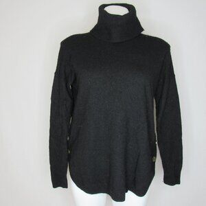 Madewell Black Crestland Side-Button Turtleneck Tunic Sweater Women's M Medium